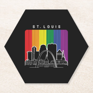 Dessous-de-verre En Papier Drapeau arc-en-ciel de St. Louis Missouri Pride LG
