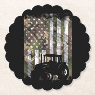Dessous-de-verre En Papier Drapeau Camo Tracteur Camion de Ferme Vintage Patr