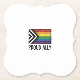 Dessous-de-verre En Papier Drapeau de fierté d'allié fier vecteur t-shirt des