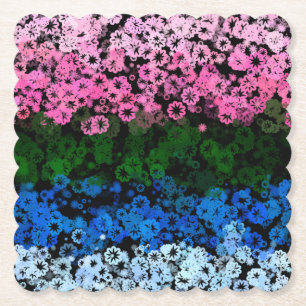 Dessous-de-verre En Papier Drapeau de fierté Omniromantique Floral Mignon Rét