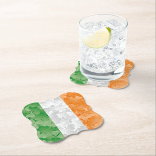 Dessous-de-verre En Papier Drapeau de l'Irlande avec motif shamrock