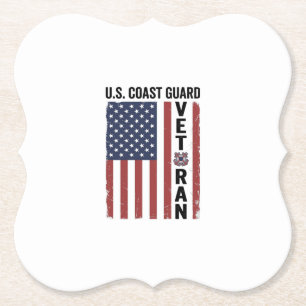 Dessous-de-verre En Papier Drapeau de Vétéran des Garde-Côtes Conception Vect