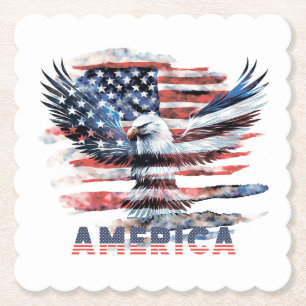 Dessous-de-verre En Papier Drapeau des États-Unis. Amérique