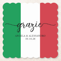 Drapeau italien Élégante calligraphie Grazie