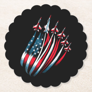 Dessous-de-verre En Papier Drapeau Patriotique USA Jets Boys 4 juillet