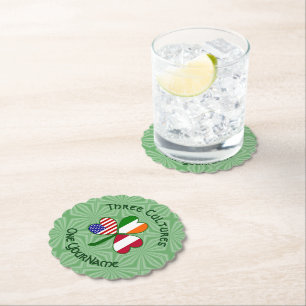 Dessous-de-verre En Papier Drapeau trèfle personnalisé américain irlandais au