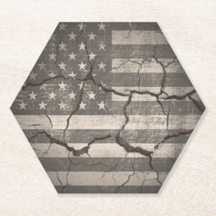Dessous-de-verre En Papier Drapeau vintage américain fracturé