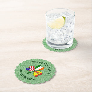 Dessous-de-verre En Papier Drapeaux Shamrock Espagne Irlande États-Unis