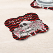 Dessous-de-verre En Papier Drink Coasters crâne Rose gothique Chevron rouge n (Incliné)