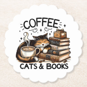 Dessous-de-verre En Papier Drôle Cute Coffee Cats Livres Lover Idea Cadeau Fe
