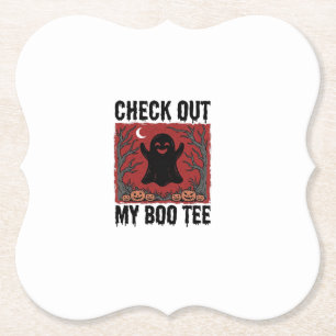 Dessous-de-verre En Papier Drôle de fantôme de Halloween Boo Tee Vintage Vect