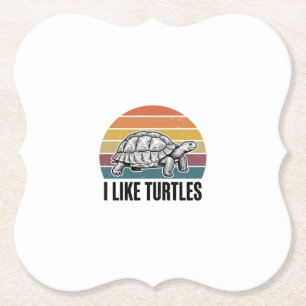 Dessous-de-verre En Papier Drôle J'aime Les Tortues Vintage Gravure T-Shirt D