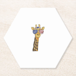 Dessous-de-verre En Papier Drôle Juillet 4 US Drapeau Patriotique Giraffe