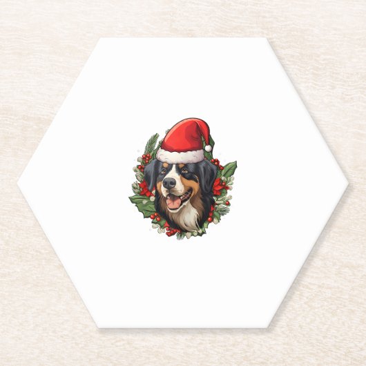 Dessous-de-verre En Papier Drôle Noël Bernese Mountain Dog (Devant)