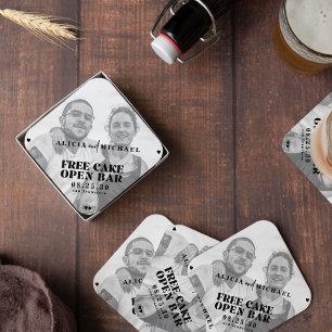 Dessous-de-verre En Papier Drôle photo open bar mariage enregistrer la date