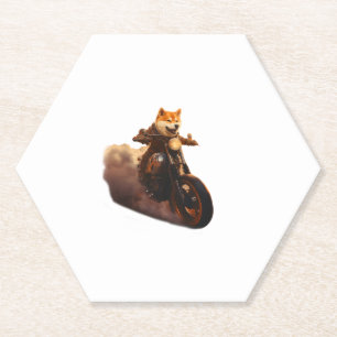 Dessous-de-verre En Papier Drôle, Shiba Inu, Moto, Chien, Marionnette, Hommes