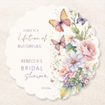 Dessous-de-verre En Papier Durée de vie des papillons nuptiaux douche faveurs<br><div class="desc">Vie des papillons Enchantée jardin vintage papillons pastel et fleurs papillons nuptiaux douche pratiques faveurs modèles dessous de verre personnalisés douche nuptiale vaisselle,  jardin anglais fleurs boho lilac pastel rose printemps rose nuptiale dessous de verre</div>