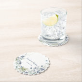 Dessous-de-verre En Papier Dusty Blue Sage Vert hiver Floral Mariage (En situation)