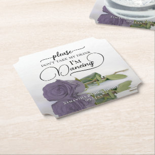 Dessous-de-verre En Papier Dusty Purple Rose ne prenez pas mon Mariage de boi