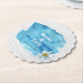 Dessous-de-verre En Papier éclaboussure d'aquarelle bleue sur du bois blanchi (Incliné)