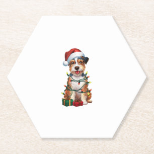 Dessous-de-verre En Papier Éclairage de Noël chapeau australien Terrier Chien