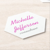 Dessous-de-verre En Papier Écriture manuscrite tendance rose blanc propre (Incliné)