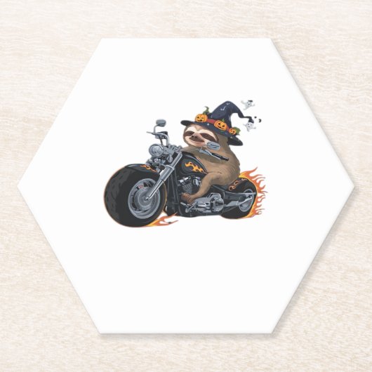 Dessous-de-verre En Papier Éffrayant Sloth Motorcycle Ride Halloween Biker Fu (Devant)