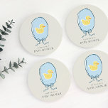 Dessous-de-verre En Papier Élégant Baby shower de canard en caoutchouc encadr<br><div class="desc">Elégant rencontre mignon avec ces dessous de verre de baby shower avec un canard en caoutchouc dessiné à la main encadré par un ruban doux.</div>