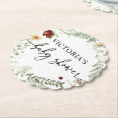 Dessous-de-verre En Papier Élégant Baby shower Fleur sauvage (Incliné)