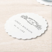 Dessous-de-verre En Papier Élégant & Chic mariage monogramme de crête botaniq (Incliné)