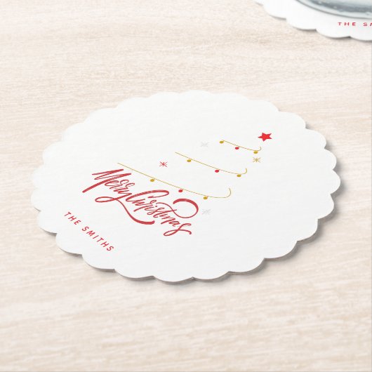 Dessous-de-verre En Papier Elegant Christmas Tree Typography Script (Incliné)