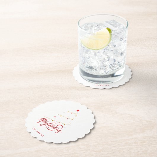 Dessous-de-verre En Papier Elegant Christmas Tree Typography Script (En situation)