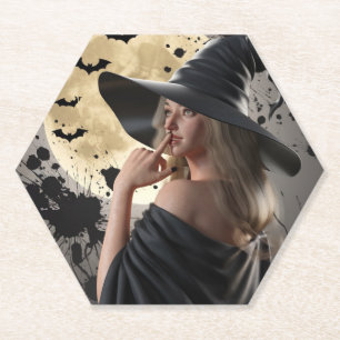 Dessous-de-verre En Papier Élégant Dessous de verre de boisson sorcière