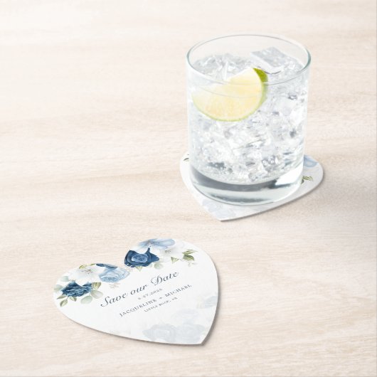 Dessous-de-verre En Papier Élégant Enregistrer notre date Script Aquarelle Fl (En situation)