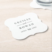 Dessous-de-verre En Papier Élégant et moderne Mariage noir Monogramme (Incliné)