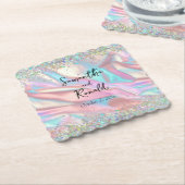 Dessous-de-verre En Papier Elégant Faux Iridescente Foil et Mariage de Partie (Incliné)