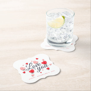 Dessous-de-verre En Papier Élégant Heureuse Sainte-Valentin