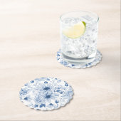 Dessous-de-verre En Papier Élégant Mariage Floral Bleu (En situation)