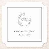 Dessous-de-verre En Papier Élégant Mariage Monogramme (Devant)
