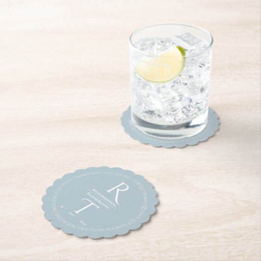 Dessous-de-verre En Papier Élégant Mariage simple gris blanc (En situation)