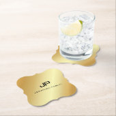 Dessous-de-verre En Papier Élégant Monogramme Moderne Faux Modèle Or (En situation)