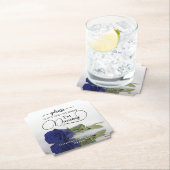 Dessous-de-verre En Papier Elégant Rose bleu marine ne prenez pas mon Mariage (En situation)
