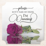 Dessous-de-verre En Papier Élégant Rose Magenta ne prenez pas mon Mariage de<br><div class="desc">Ce dessous de verre mariage est élégant, élégant et amusant ! Il présente une photo d'un seul magenta à long tige, d'un rose pourpre cassis ou de couleur baies sur son côté, miroir dans un bassin d'eau. Le texte dit : "S'il vous plaît ne prenez pas mon verre, je danse"...</div>
