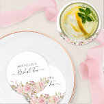 Dessous-de-verre En Papier Élégant rose rose rose rose rose de la nuptiale<br><div class="desc">Dessous de verre élégant avec possibilité de changer de message à d'autres événements. Joli détail floral dans les tons rose vif et or rose. Détails de calligraphie manuscrite moderne. Lors du changement de design à un autre événement, s'il vous plaît ajouter notre événement entre les carrés afin de garder les...</div>