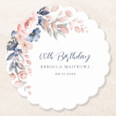 Dessous-de-verre En Papier Élégant script floral 60e anniversaire (Devant)