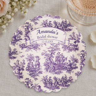 Dessous-de-verre En Papier Elégant vintage toile de jouy violet pour enterrem