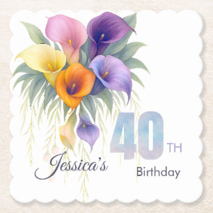Dessous-de-verre En Papier Elégante Calla Lily 40e anniversaire Jalon