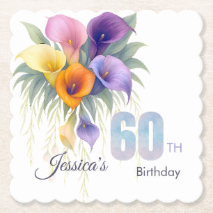 Dessous-de-verre En Papier Elégante Calla Lily 60e anniversaire Jalon