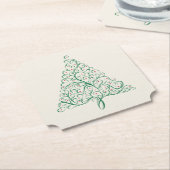 Dessous-de-verre En Papier Élégante calligraphie rouge et verte Arbre de Noël (Incliné)