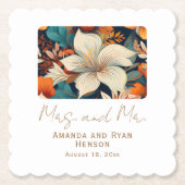 Dessous-de-verre En Papier Elégante Fleurs tropicales Mme M. Floral Mariage (Devant)